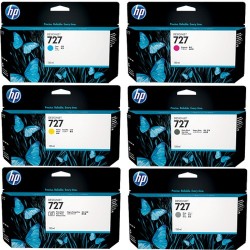 Pack de 6 cartouches originales HP N°727 en capacité 130ml - HP Designjet T3500/T2530/T1530/T930/T2500/T1500/T920