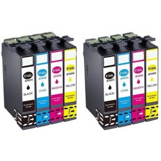 Pack jet d'encre compatible EPSON T16XL, 8 cartouches