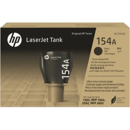 W1540A - Kit de recharge de toner Noir Original HP 154A - HP LaserJet Tank 2602dw/1502w W1540A - Kit de recharge de toner Noir Original HP 154A - HP LaserJet Tank 2602dw/1502w