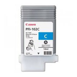 Encre Canon PFI-102 Cyan 0896B001 130ml pour traceur iPF500, LP17, iPF600, iPF605, iPF610, LP24, iPF650, iPF655, iPF700, iPF710