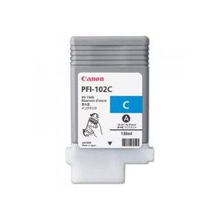 Encre Canon PFI-102 Cyan 0896B001 130ml pour traceur iPF500, LP17, iPF600, iPF605, iPF610, LP24, iPF650, iPF655, iPF700, iPF710