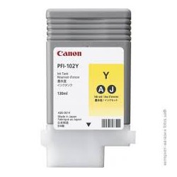 Encre Canon PFI-102 Jaune 0898B001 130ml pour traceur iPF500, LP17, iPF600, iPF605, iPF610, LP24, iPF650, iPF655, iPF700, iPF710