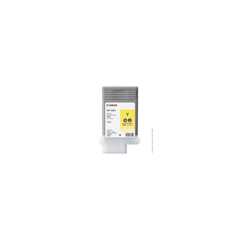 Encre Canon PFI-102 Jaune 0898B001 130ml pour traceur iPF500 LP17 iPF600 iPF605 iPF610 LP24 iPF650 iPF655 iPF700 iPF710