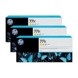 HP Ink B6Y33A No.771C Jaune 3 x 775ml pour traceur Designjet Z6200ps