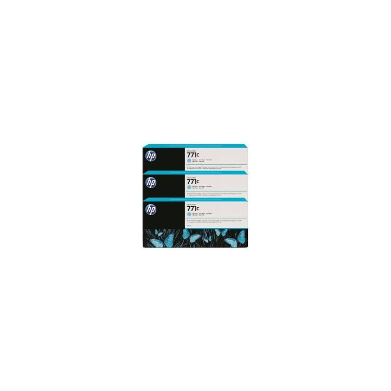 HP Ink B6Y36A No.771C Light Cyan 3 x 775ml pour traceur Designjet Z6200ps