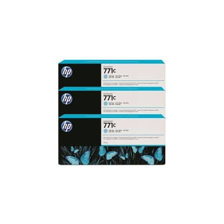 HP Ink B6Y36A No.771C Light Cyan 3 x 775ml pour traceur Designjet Z6200ps HP Ink B6Y36A No.771C Light Cyan 3 x 775ml pour traceur Designjet Z6200ps