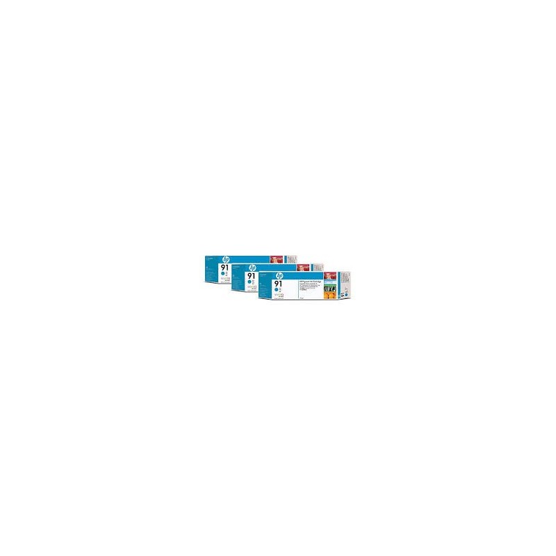 HP Ink C9483A No.91 Cyan 3 x 775ml pour traceur Designjet Z6100ps