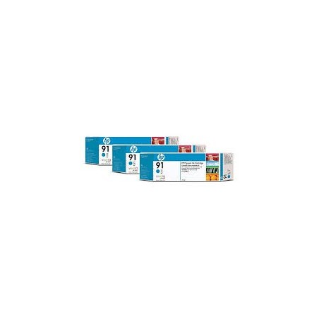 HP Ink C9483A No.91 Cyan 3 x 775ml pour traceur Designjet Z6100ps HP Ink C9483A No.91 Cyan 3 x 775ml pour traceur Designjet Z6100ps
