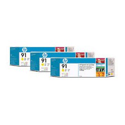 HP Ink C9485A No.91 Jaune 3 x 775ml pour traceur Designjet Z6100ps