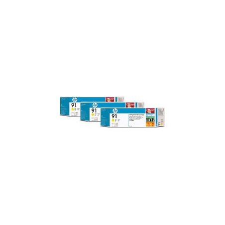 HP Ink C9485A No.91 Jaune 3 x 775ml pour traceur Designjet Z6100ps