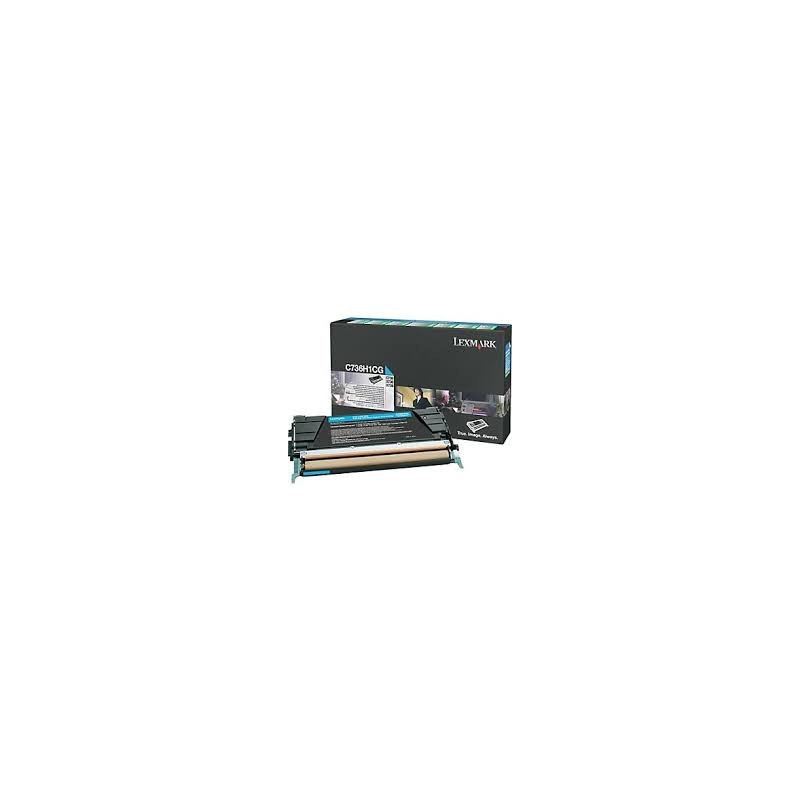 C736H1CG Toner Cyan Lexmark 10k pour imprimante C736DN C736N X736DTN X736DE X738DE
