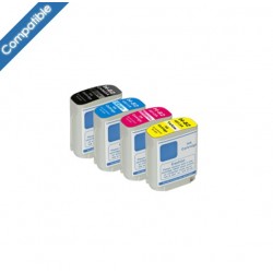 Pack 4 Encres compatibles HP 10/82 pour Designjet 500 510 800 815 820