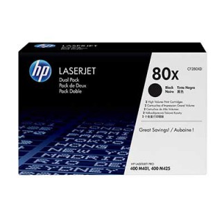 CF280XD Pack de 2 Toner Noir HP 80XD imprimante HP Laserjet M401 M425