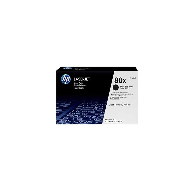 CF280XD Pack de 2 Toner Noir HP 80A imprimante HP Laserjet M401 M425