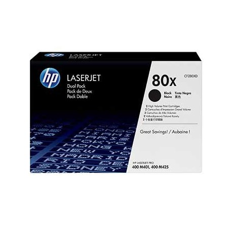 CF280XD Pack de 2 Toner Noir HP 80A imprimante HP Laserjet M401 M425 CF280XD Pack de 2 Toner Noir HP 80A imprimante HP Laserjet M401 M425