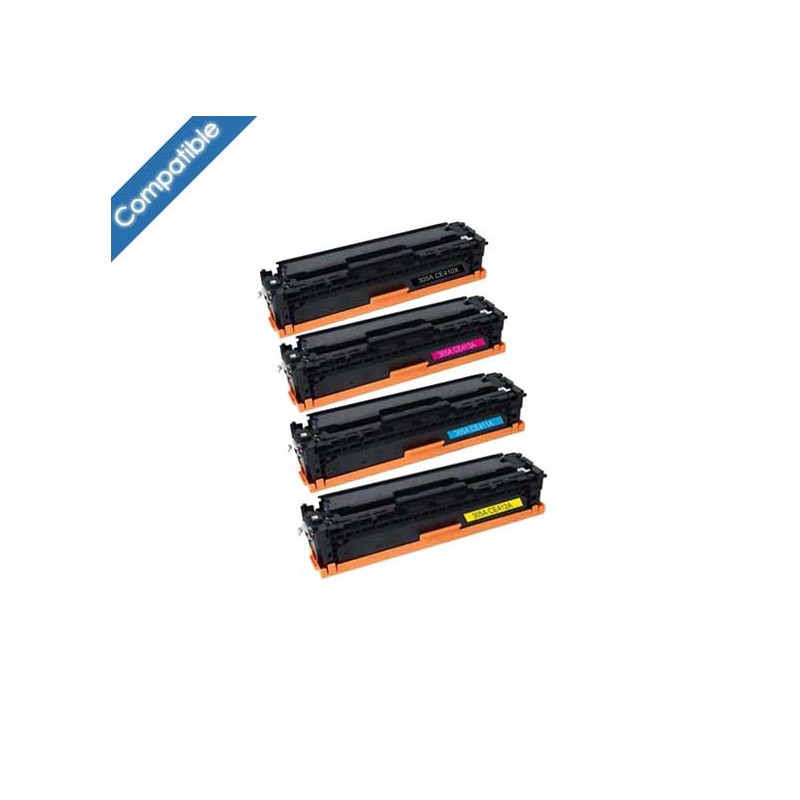 Pack 4 toner laser compatible imprimante HP Laserjet Pro 400 et Pro 300 Color (équivalent CE410X, CE411A, CE412A, CE413A)