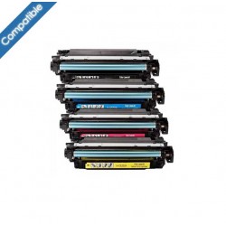 Pack 4 toners compatibles équivalent HP CE250X-CE251A-CE252A-CE253A (Noir, Cyan, Jaune, Magenta)