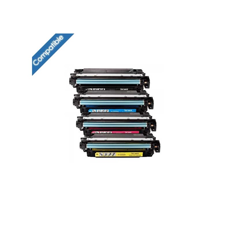Pack 4 toners compatibles équivalent HP CE250X-CE251A-CE252A-CE253A