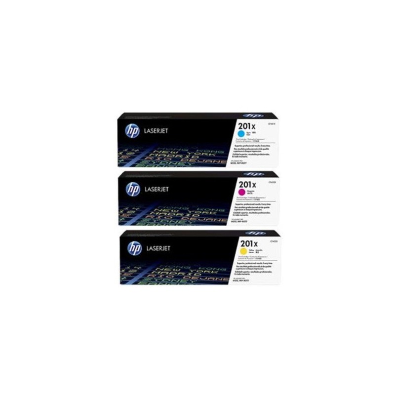 CF253XM - HP 201X pack de 3 toners LaserJet cyan/magenta/jaune grande capacité authentiques (CF253XM)