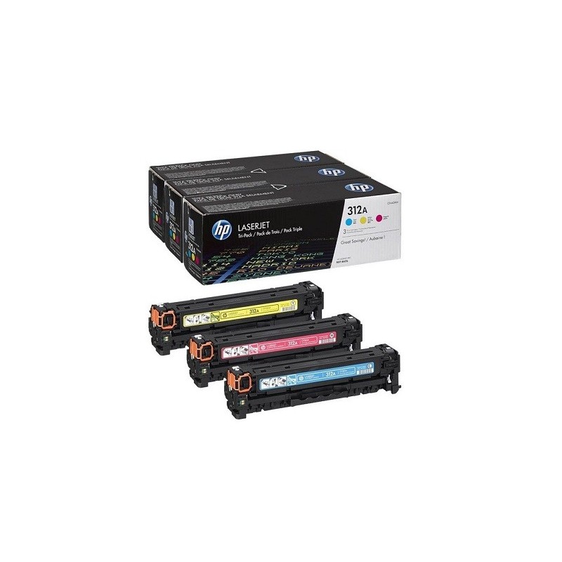 CF440AM - HP 312A pack de 3 toners LaserJet cyan/magenta/jaune authentiques (CF440AM)