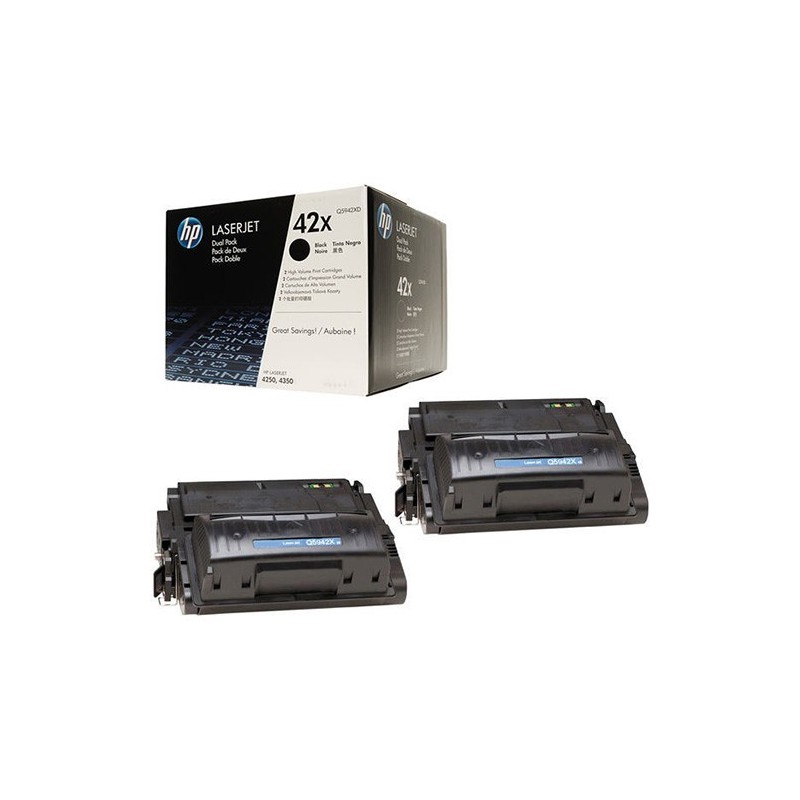 Q5942XD - HP 42X pack de 2 toners LaserJet noirs grande capacité authentiques (Q5942XD)