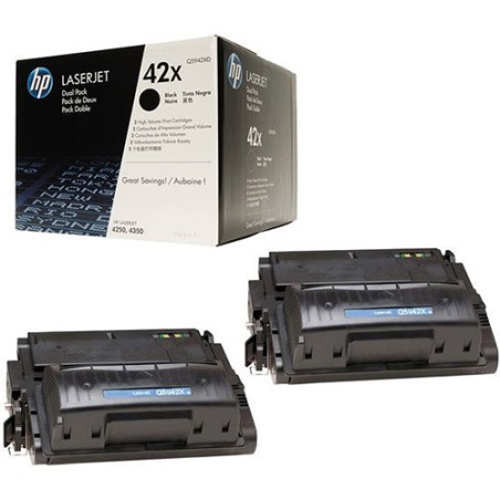 Q5942XD - HP 42X pack de 2 toners LaserJet noirs grande capacité authentiques (Q5942XD)