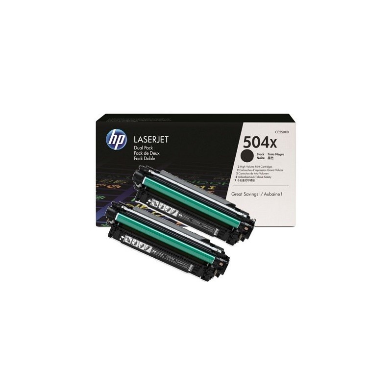 CE250XD - HP 504X pack de 2 toners LaserJet noirs grande capacité authentiques (CE250XD)
