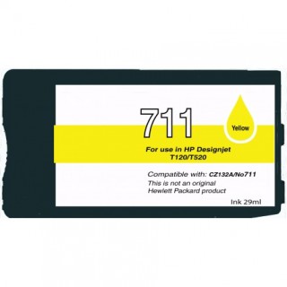 CZ132A / N°711 cartouche d'encre Jaune compatible pour imprimante HP