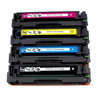 Pack de 4 cartouches de toner compatibles HP CF410A 11A/12A/13A + rouleau d'entrainement papier HP offert