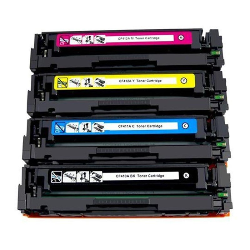 Pack de 4 toners compatibles HP CF410A 11A/12A/13A + rouleau d'entrainement papier HP gratuit