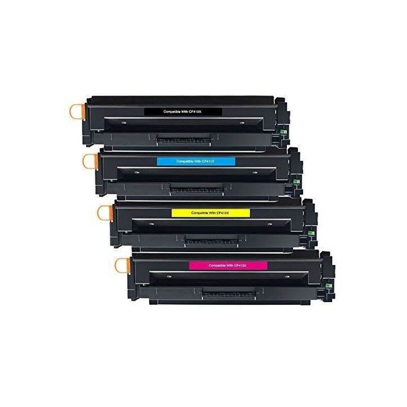Pack de 4 cartouches de toner compatibles HP CF410X 11X/12X/13X + Kit Roller pour Imprimante HP pour Bac 2 gratuit