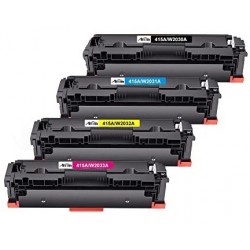 Pack de 4 cartouches toners compatibles HP 415A BK/C/Y/M