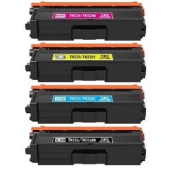 Pack de 4 cartouches toners compatibles Brother TN-326 BK/C/Y/M + 1 Collecteur de toner usagé Brother original WT-320CL offert