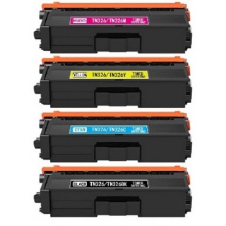 Pack de 4 cartouches toners compatibles Brother TN-326 BK/C/Y/M + 1 Collecteur de toner usagé Brother original WT-320CL offert