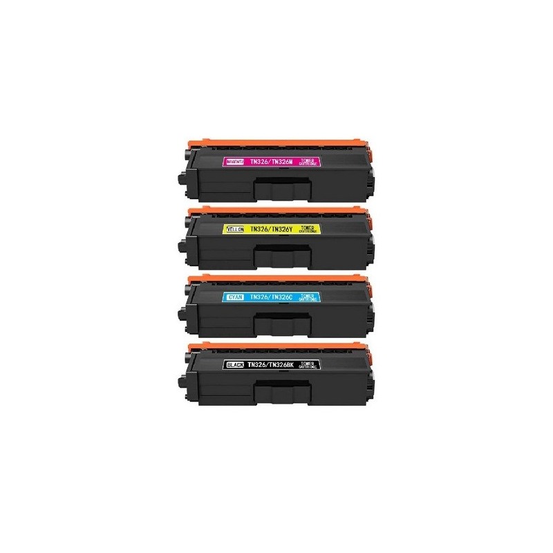 Pack de 4 cartouches toners compatibles Brother TN-326 BK/C/Y/M + 1 Collecteur de toner usagé Brother original WT-320CL offert