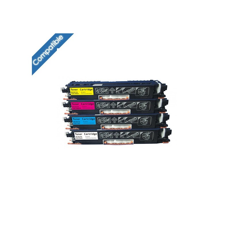 2 Pack 4 cartouches laser compatible HP CE310A-CE311A-CE312A-CE313A + 1 Tambour d'imagerie 126A imprimante HP CE314A offert